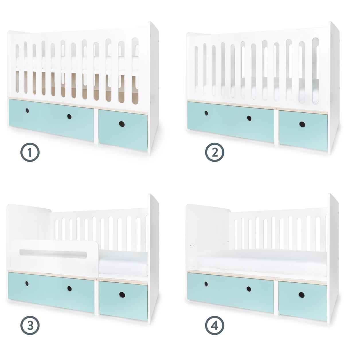 Lit bébé évolutif 70x140cm COLORFLEX Abitare Kids sky blue 