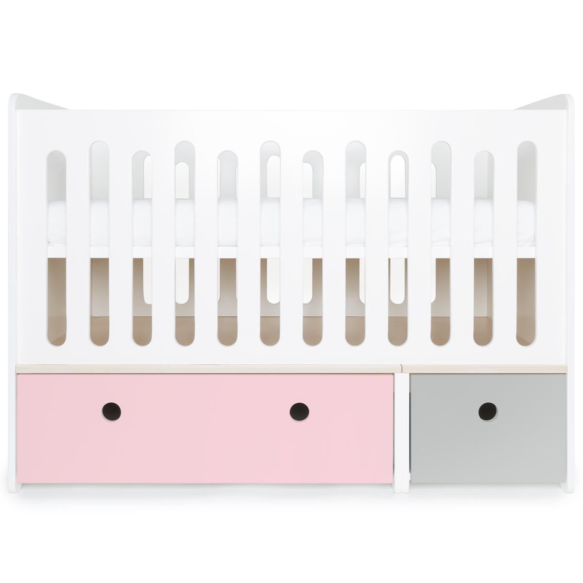 Lit bébé évolutif 70x140cm COLORFLEX Abitare Kids sweet pink-pearl grey