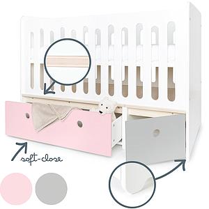 Lit bébé évolutif 70x140cm COLORFLEX Abitare Kids sweet pink-pearl grey