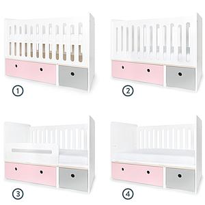 Lit bébé évolutif 70x140cm COLORFLEX Abitare Kids sweet pink-pearl grey