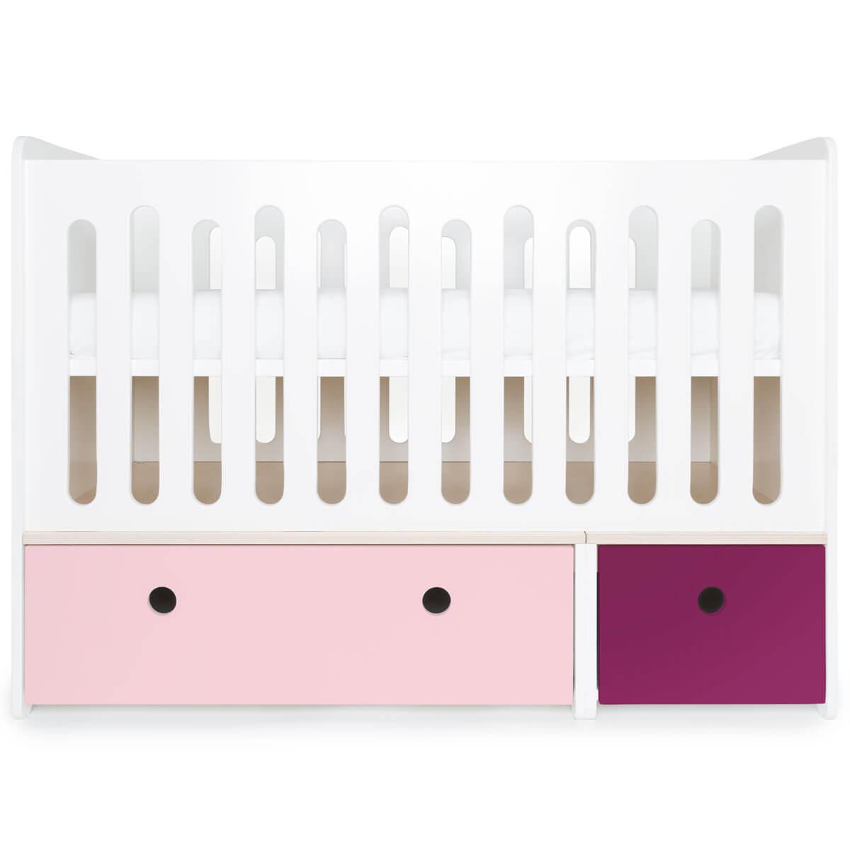 Lit bébé évolutif 70x140cm COLORFLEX Abitare Kids sweet pink-plum