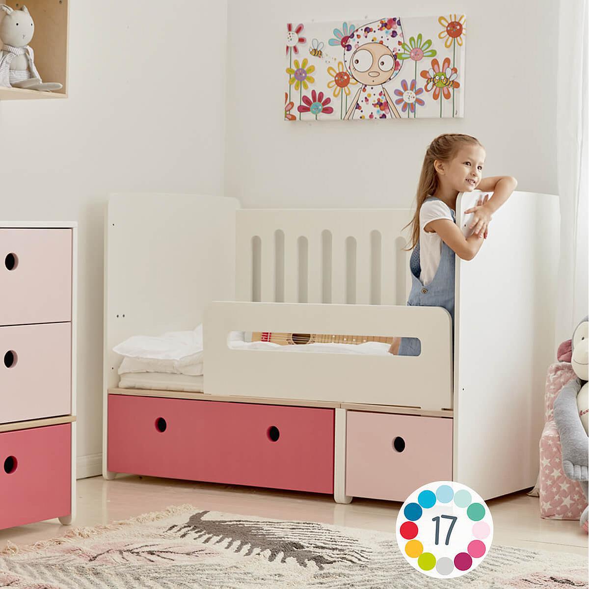 Lit bébé évolutif 70x140cm COLORFLEX Abitare Kids sweet pink-plum