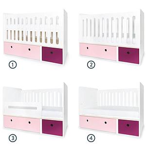 Lit bébé évolutif 70x140cm COLORFLEX Abitare Kids sweet pink-plum