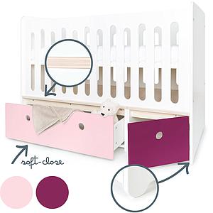 Lit bébé évolutif 70x140cm COLORFLEX Abitare Kids sweet pink-plum