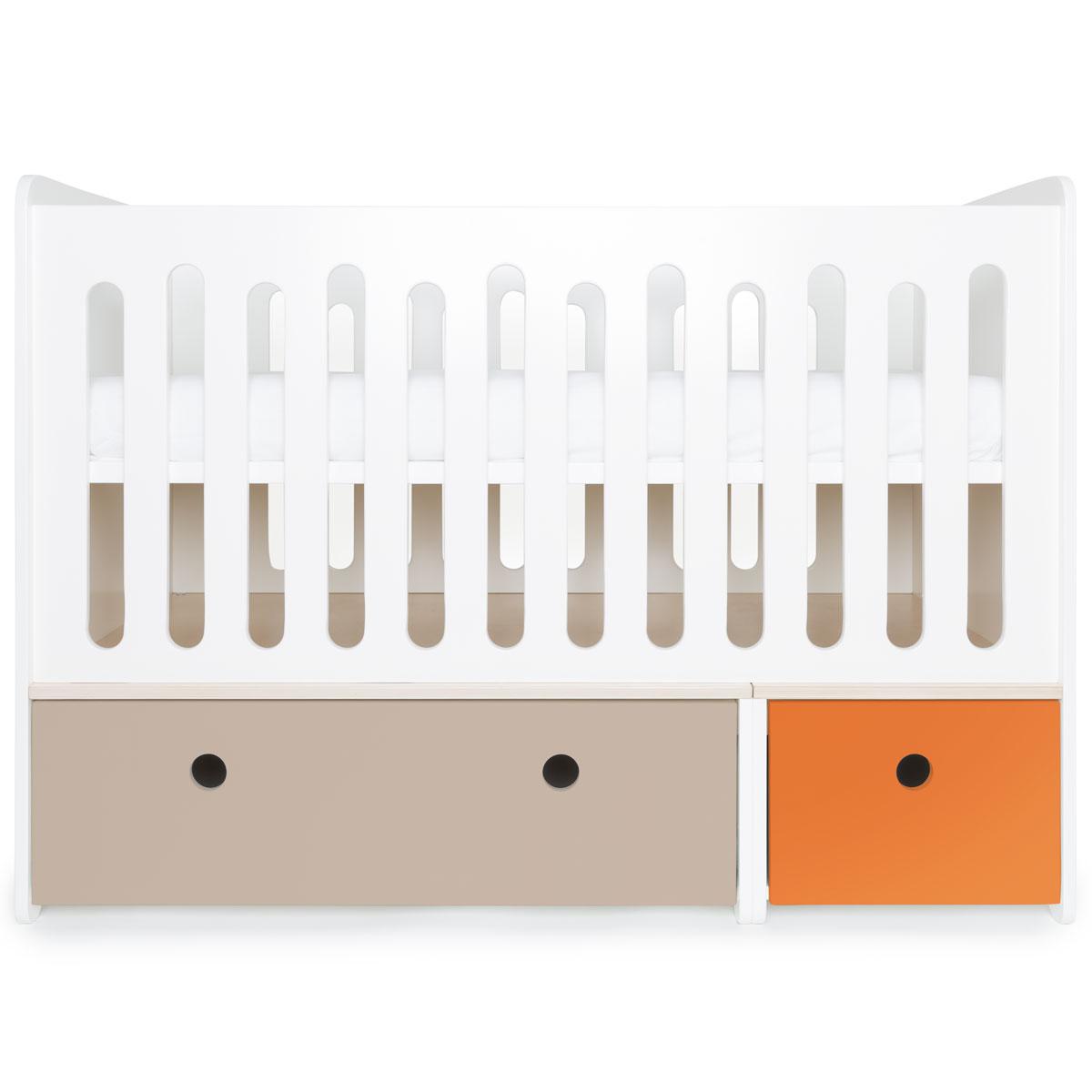 Lit bébé évolutif 70x140cm COLORFLEX Abitare Kids warm grey-pure orange