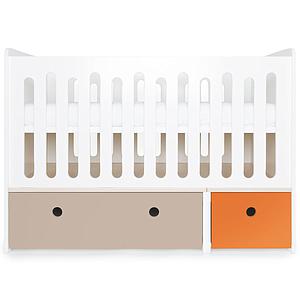 Lit bébé évolutif 70x140cm COLORFLEX Abitare Kids warm grey-pure orange