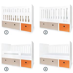 Lit bébé évolutif 70x140cm COLORFLEX Abitare Kids warm grey-pure orange