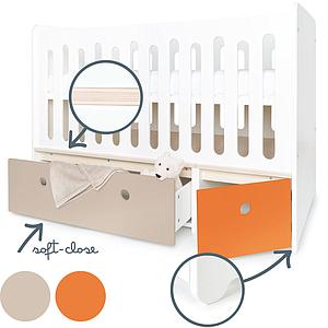 Lit bébé évolutif 70x140cm COLORFLEX Abitare Kids warm grey-pure orange
