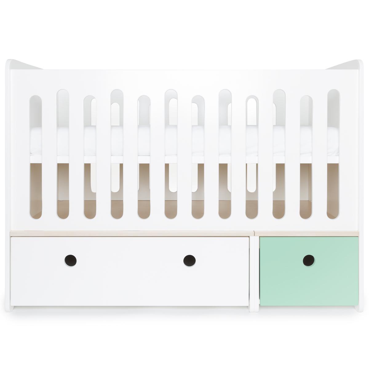 Lit bébé évolutif 70x140cm COLORFLEX Abitare Kids white-mint 