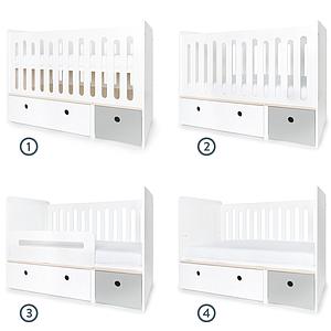 Lit bébé évolutif 70x140cm COLORFLEX Abitare Kids white-pearl grey