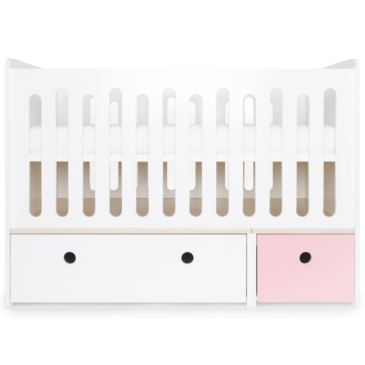 Lit bébé évolutif 70x140cm COLORFLEX Abitare Kids white-sweet pink