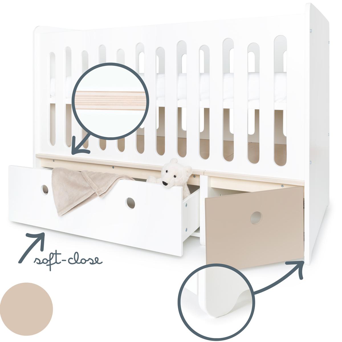 Lit bébé évolutif 70x140cm COLORFLEX Abitare Kids white-warm grey