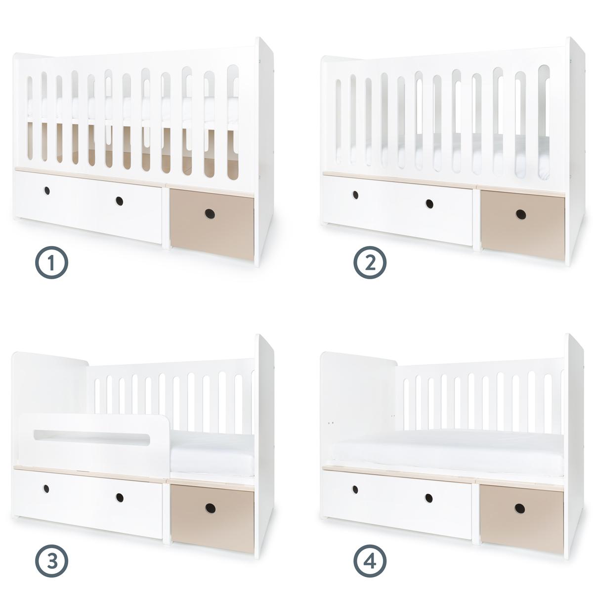 Lit bébé évolutif 70x140cm COLORFLEX Abitare Kids white-warm grey