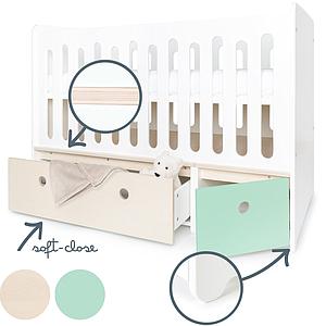 Lit bébé évolutif 70x140cm COLORFLEX Abitare Kids white wash-mint