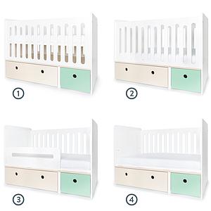 Lit bébé évolutif 70x140cm COLORFLEX Abitare Kids white wash-mint