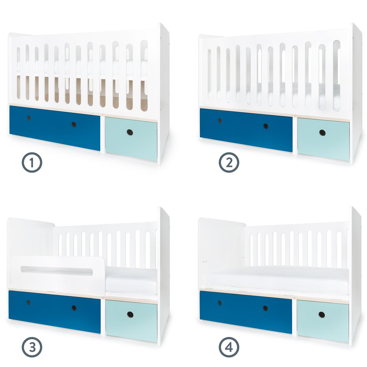 Lit bébé évolutif 70x140cm COLORFLEX deep marine-sky blue 