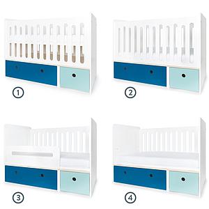 Lit bébé évolutif 70x140cm COLORFLEX deep marine-sky blue 