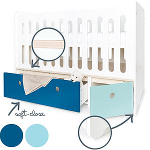 Lit bébé évolutif 70x140cm COLORFLEX deep marine-sky blue 