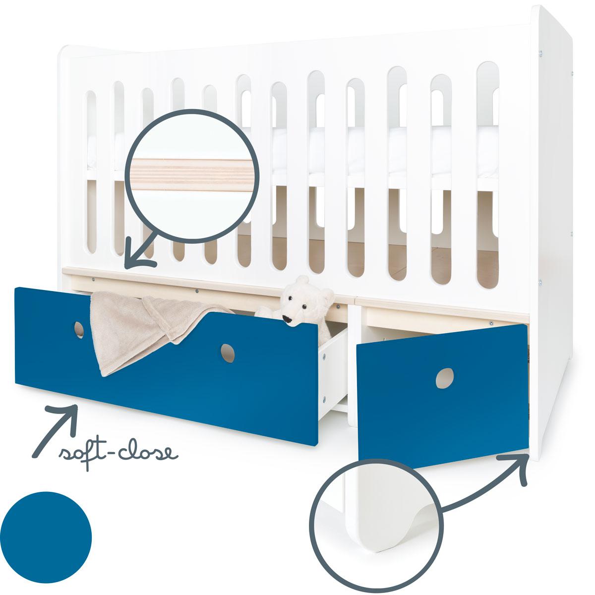 Lit bébé évolutif 70x140cm COLORFLEX deep marine