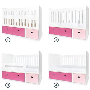 Lit bébé évolutif 70x140cm COLORFLEX façades sweet pink-pink