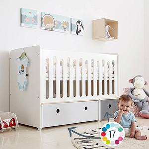 Lit bébé évolutif 70x140cm COLORFLEX space grey-pearl grey  