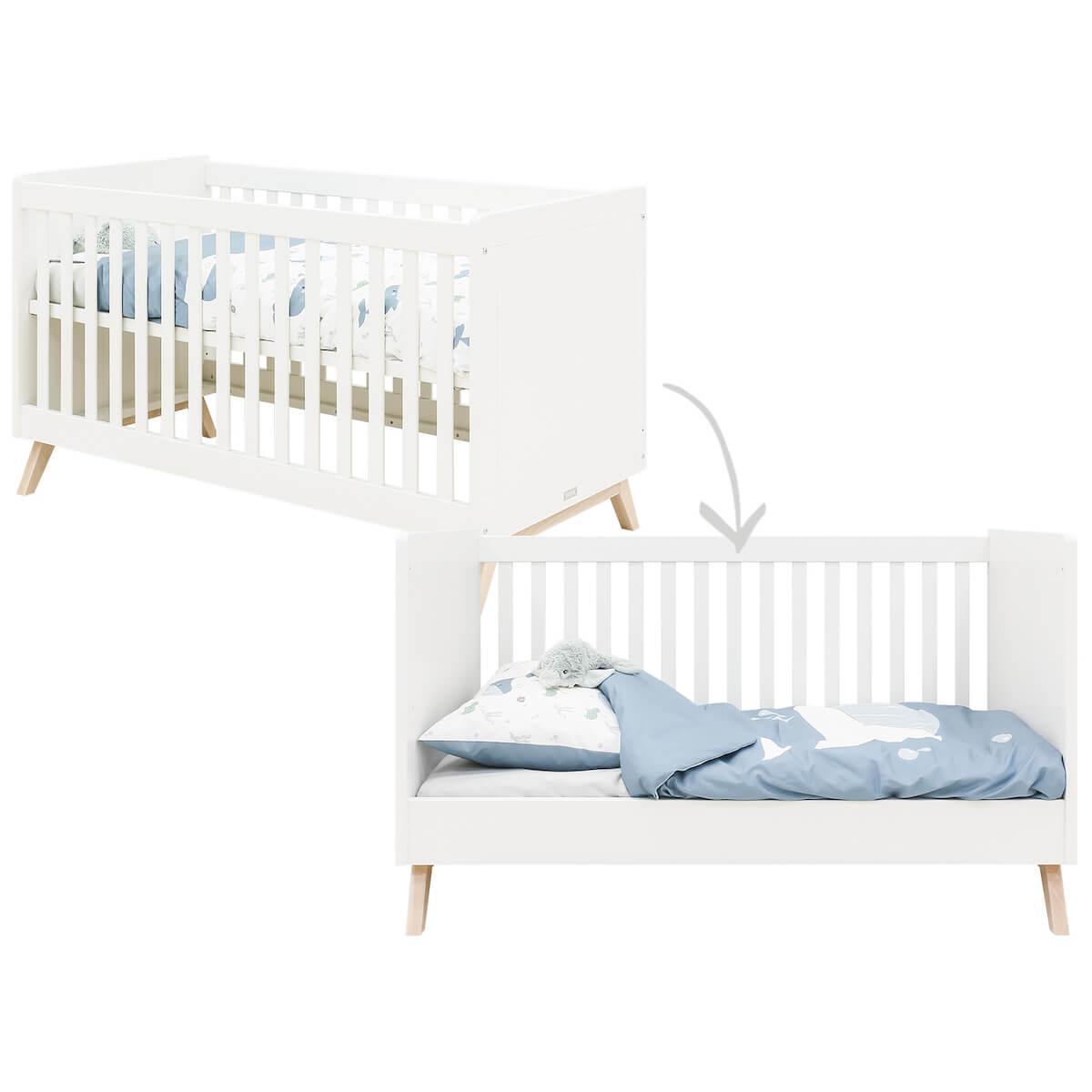 Lit bébé évolutif 70x140cm FENNA Bopita blanc-naturel
