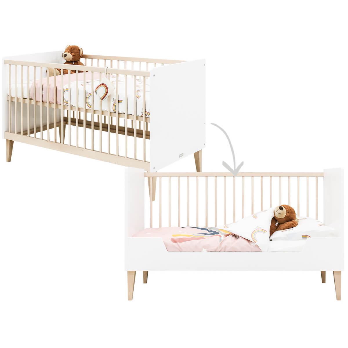 Lit bébé évolutif 70x140cm INDY Bopita blanc-naturel