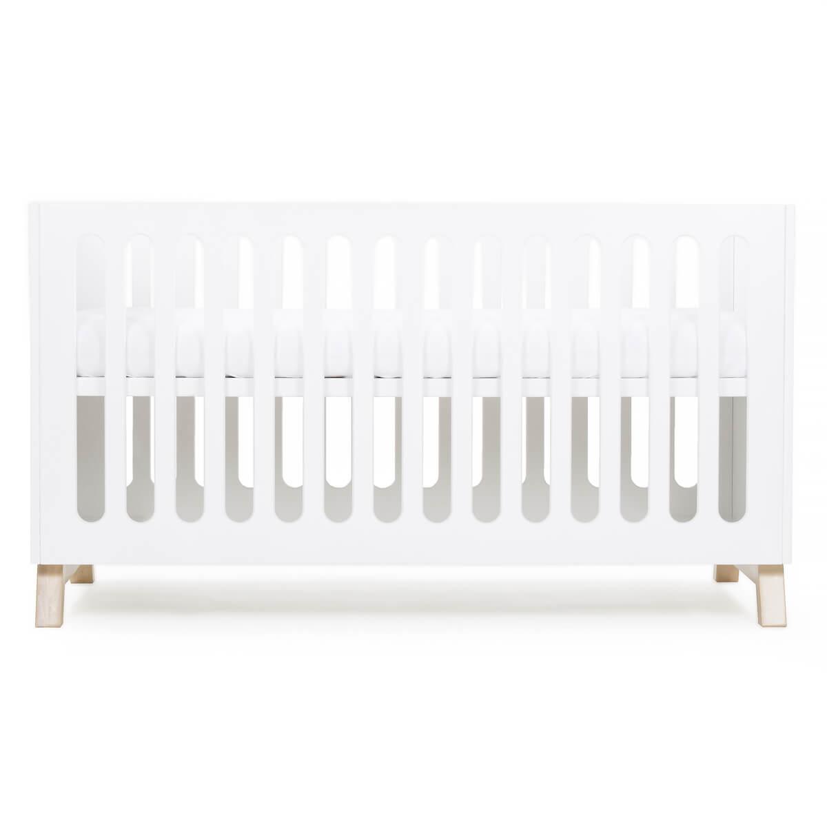 Lit bébé évolutif 70x140cm SARA Basiak MDF blanc hêtre huilé