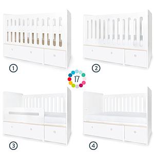 Lit bébé évolutif hors façades tiroirs 70x140cm COLORFLEX 