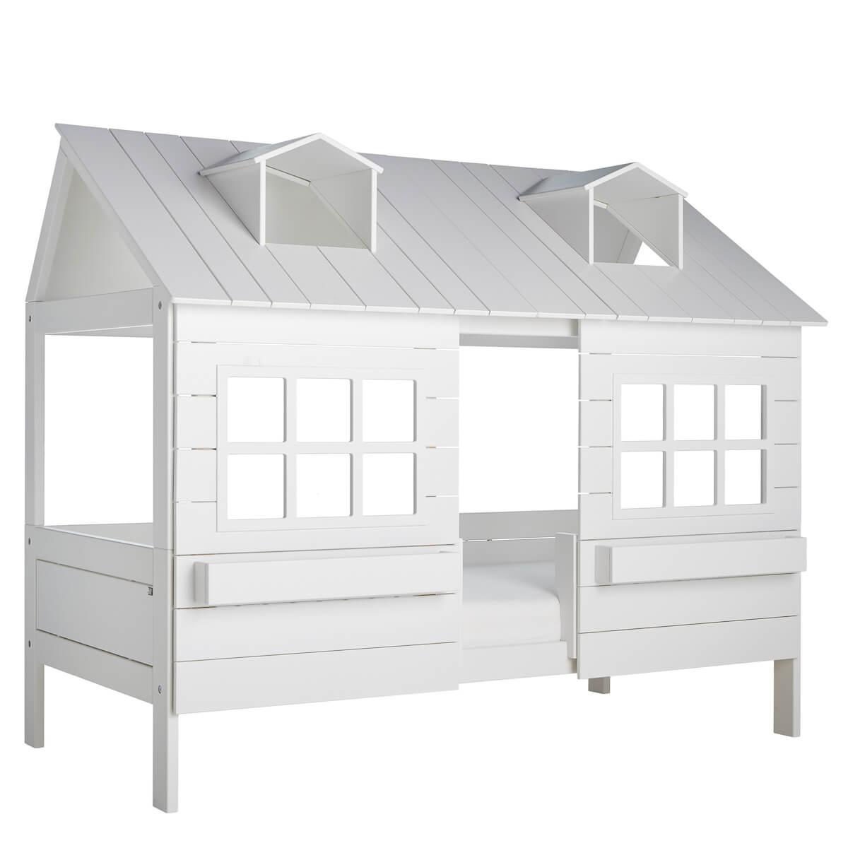 Lit cabane 90x200cm sommier LUXE LAKE HOUSE 1 Lifetime blanc