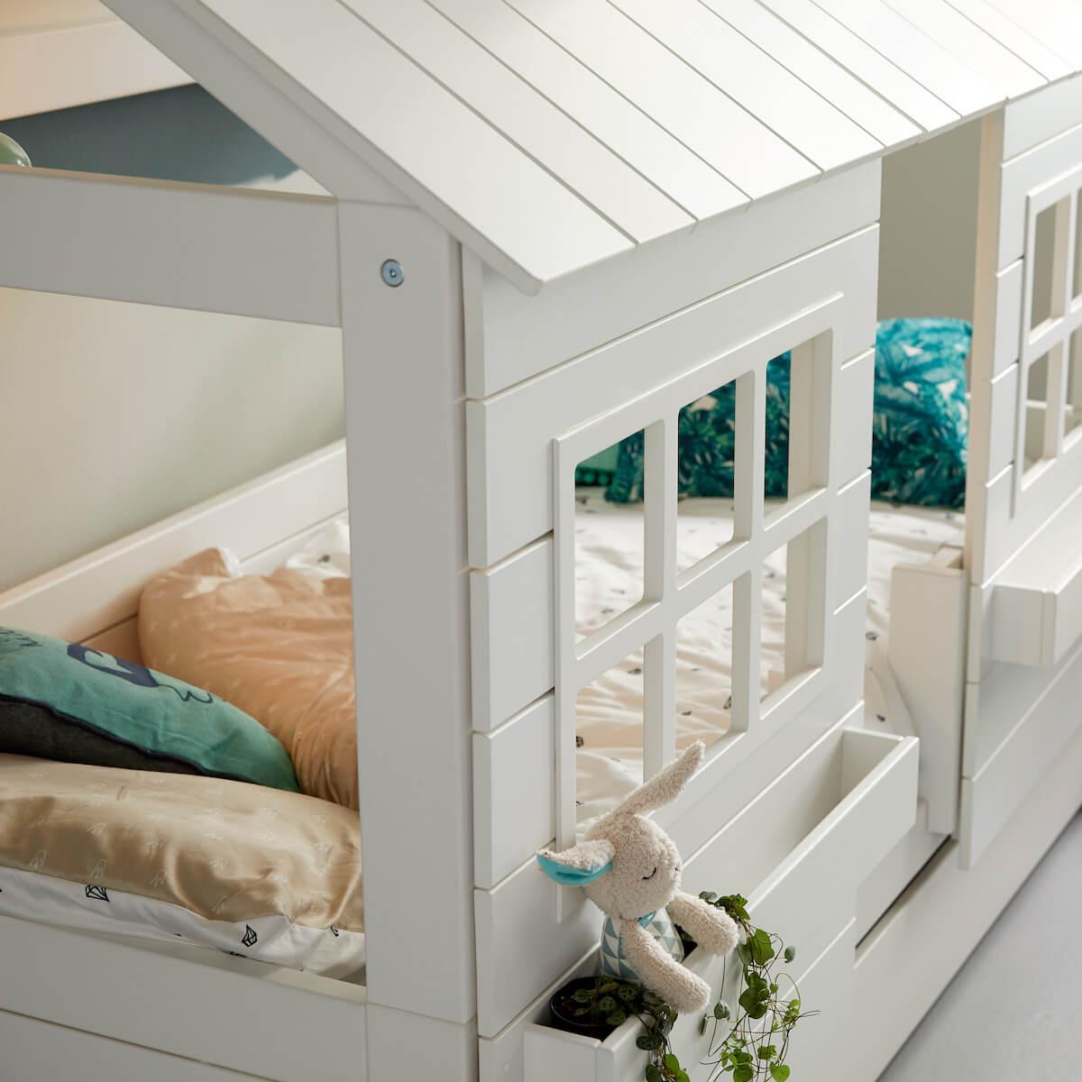 Lit cabane 90x200cm sommier LUXE LAKE HOUSE 1 Lifetime blanc