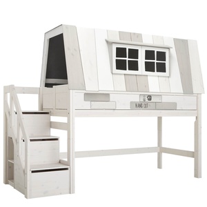 Lit cabane mi-hauteur 90x200cm escalier HANG OUT Lifetime greywash