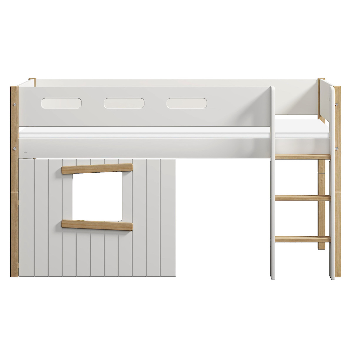 Lit cabane mi-hauteur 90x200cm NOR Flexa chêne-blanc