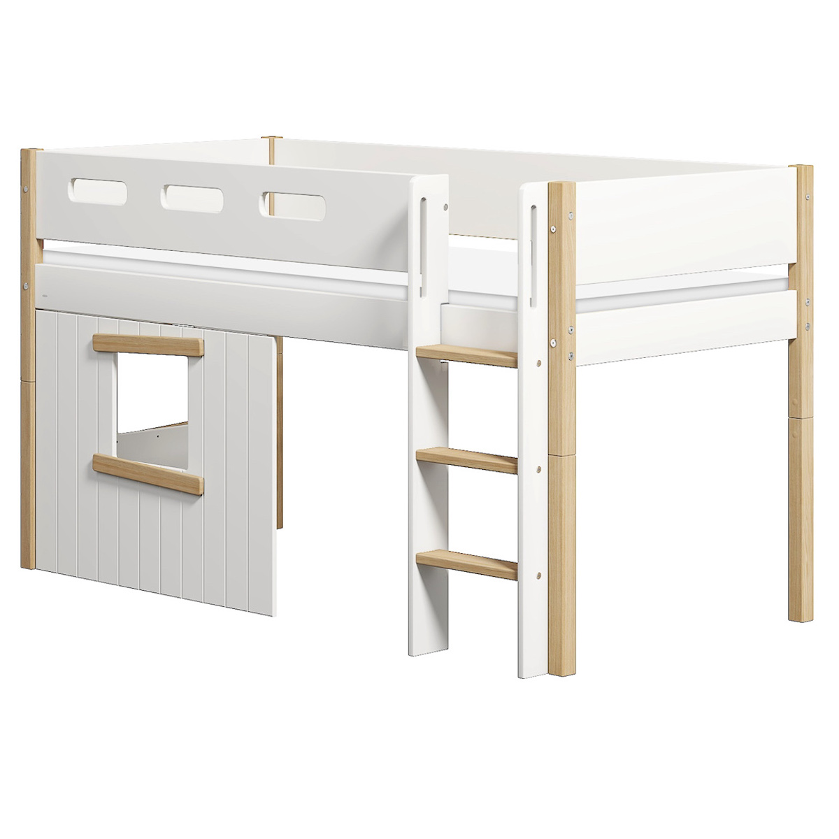Lit cabane mi-hauteur 90x200cm NOR Flexa chêne-blanc