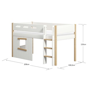 Lit cabane mi-hauteur 90x200cm NOR Flexa chêne-blanc