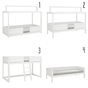 Lit cabane Montessori 90x200cm avec toit 4-En-1 Lifetime blanc