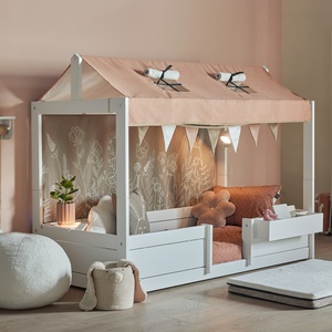 Lit cabane Montessori 90x200cm avec toit 4-En-1 Lifetime blanc