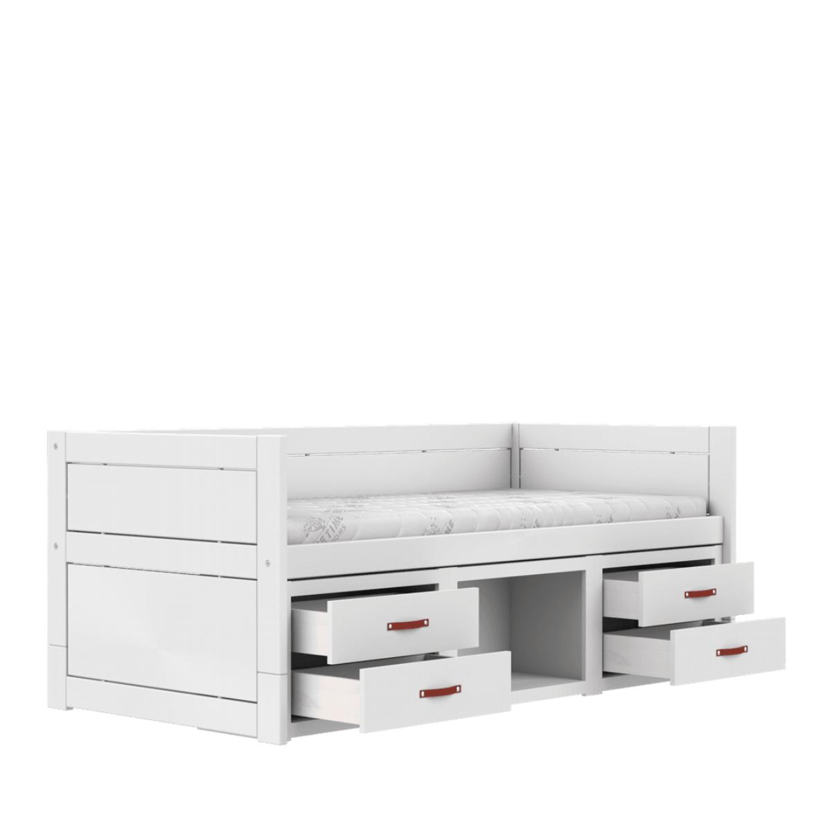 Lit cabine avec tiroirs-rangements 90x200cm DELUXE Lifetime blanc