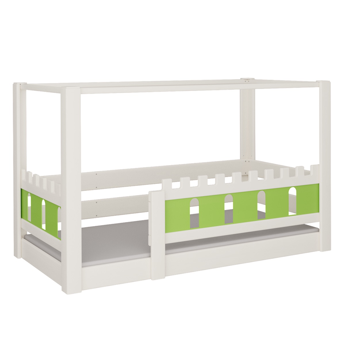 Lit Château baldaquin DELUXE de Breuyn blanchi-vert