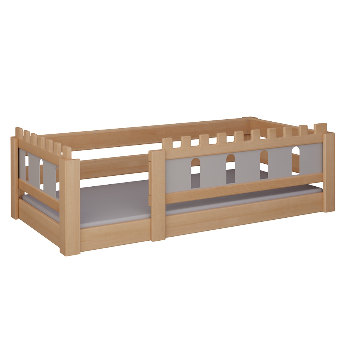 Lit Château bas DELUXE de Breuyn naturel-gris