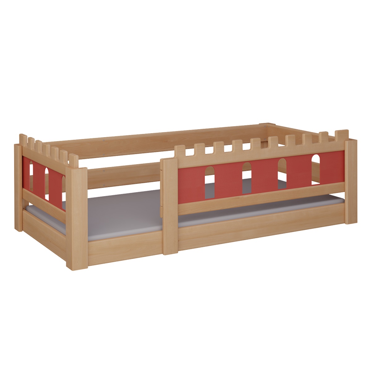 Lit Château bas DELUXE de Breuyn naturel-rouge