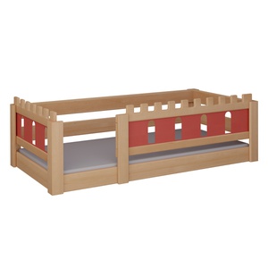 Lit Château bas DELUXE de Breuyn naturel-rouge