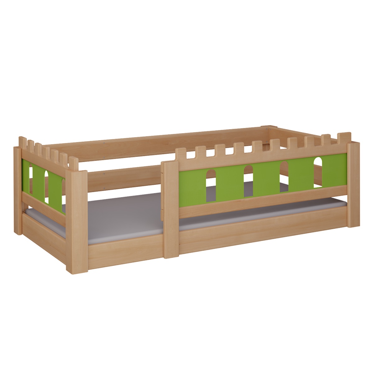 Lit Château bas DELUXE de Breuyn naturel-vert