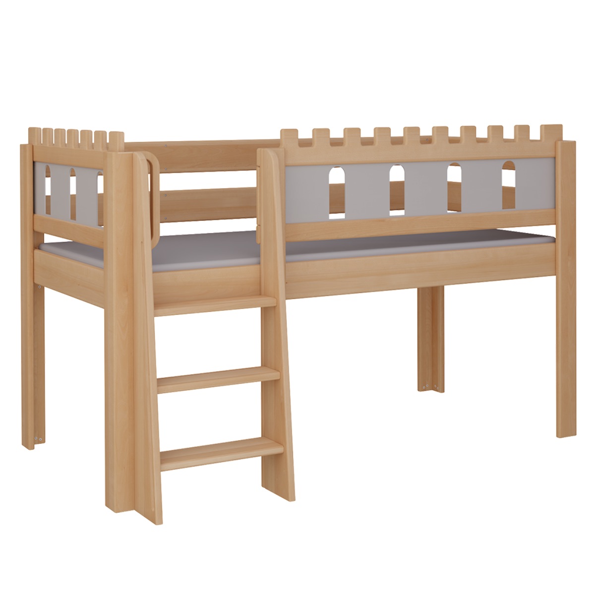 Lit Château mi-hauteur échelle DELUXE de Breuyn naturel-gris