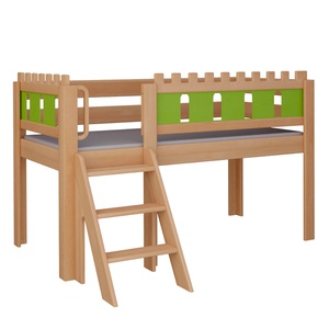 Lit Château mi-hauteur escalier DELUXE de Breuyn naturel-vert