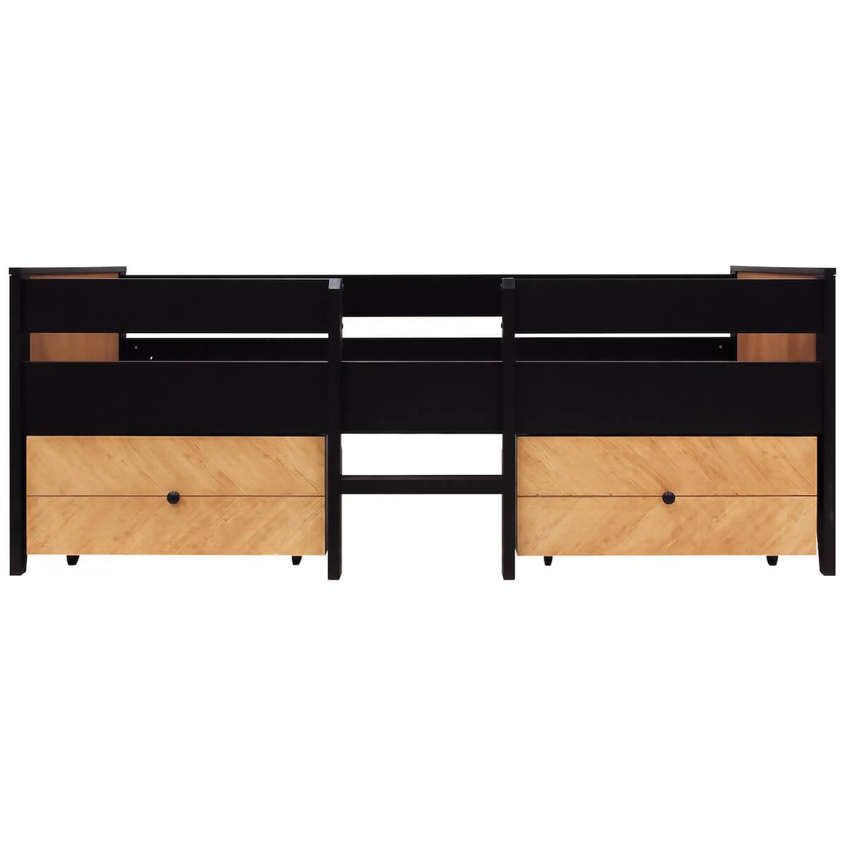 Lit compact 90x200cm 2 tiroirs JOB Bopita vintage honey