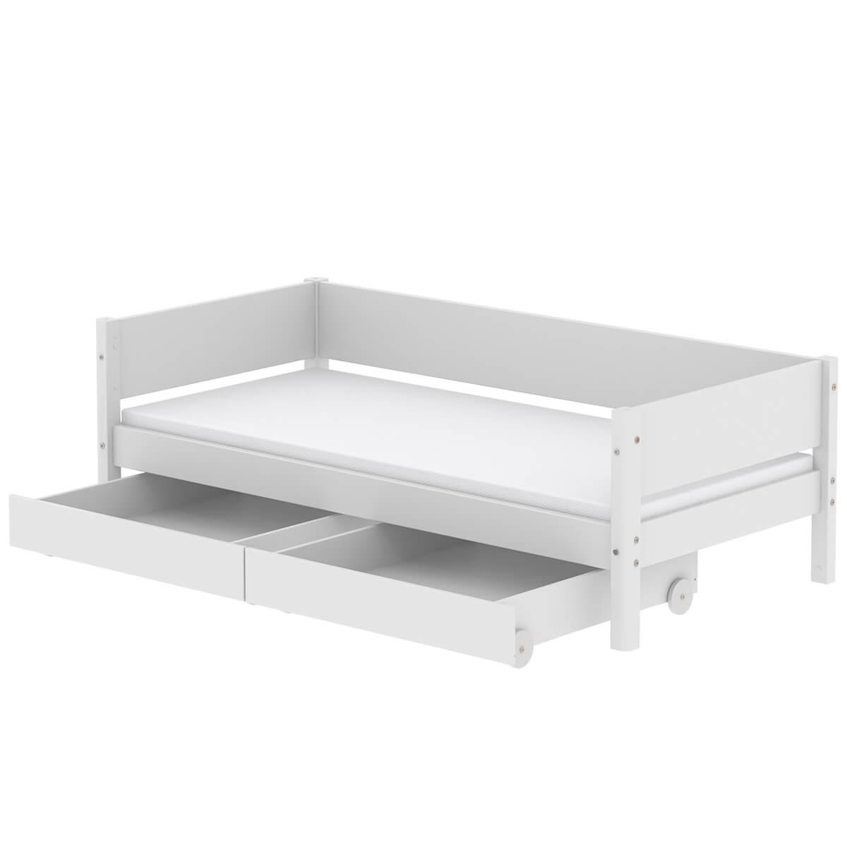 Lit enfant simple 90x200cm 2 tiroirs WHITE Flexa blanc