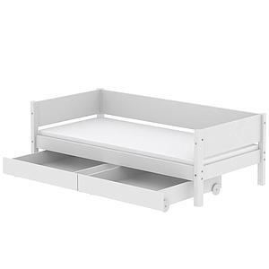 Lit enfant simple 90x200cm 2 tiroirs WHITE Flexa blanc