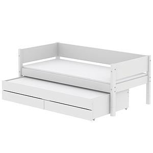 Lit enfant simple 90x200cm lit gigogne-2 tiroirs WHITE Flexa blanc