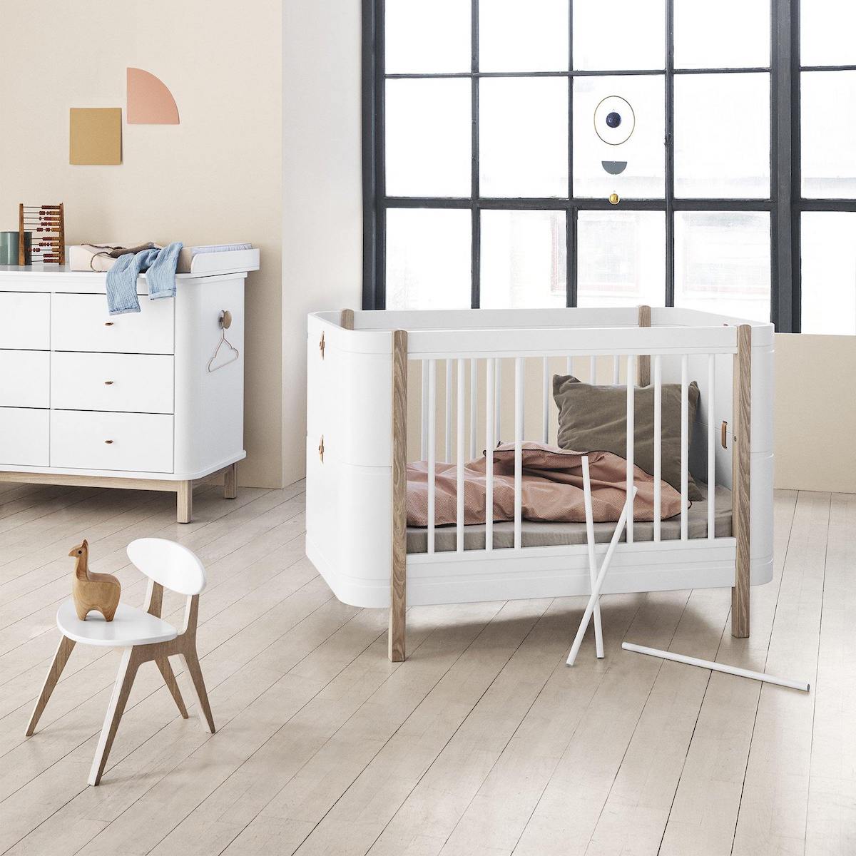 Lit évolutif 68x122cm MINI+ Oliver Furniture sans kit junior chêne blanc